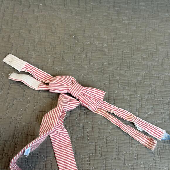 2 Red White Stripe Seersucker Ties Neck Bow Tie Brothers Set Lot Rugged Butts - Picture 9 of 12